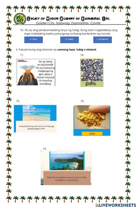 Likas na Yaman interactive worksheet .